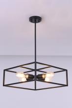 Lit Up Lighting LIT5732BK+MC - 16" 4X60 W Pendant in Black finish with replaceable socket rings in Black, Chrome