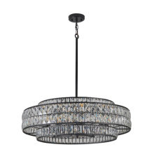 Lit Up Lighting LIT7436BK-CRY - Skylon Pendant Black Finish