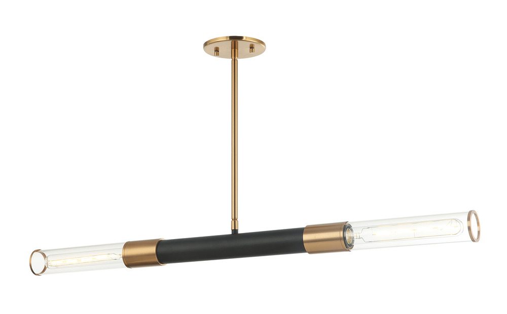 Tubo Matte Black + Aged Gold Brass Pendant
