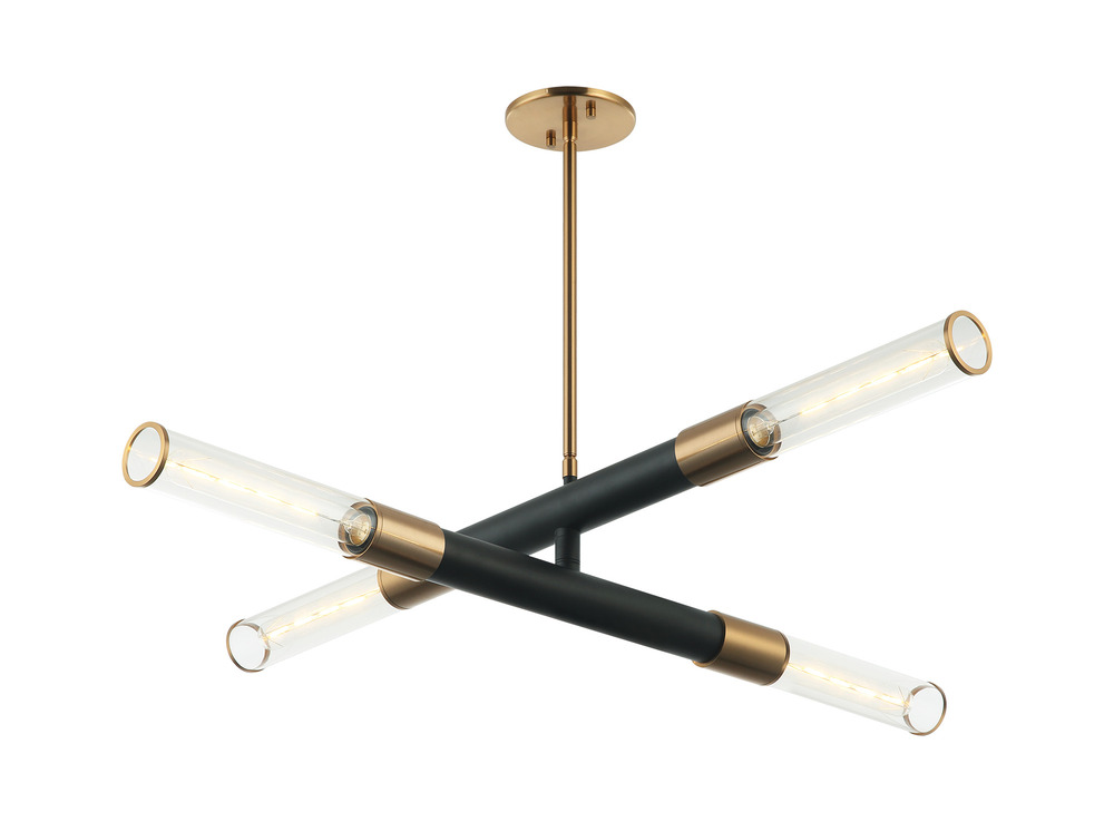 Tubo Matte Black + Aged Gold Brass Pendant