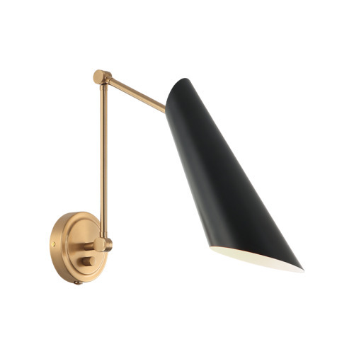 Butera Aged Gold Brass + Black Wall Sconce