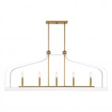 Savoy House Canada 1-7804-5-142 - Sheffield 5-Light Linear Chandelier in White with Warm Brass Accents