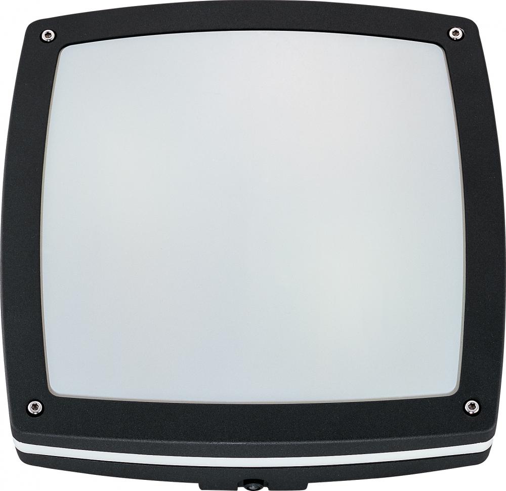 2-Light Square Wall/Ceiling Light in Matte Black Finish with Photocell and (2) 18W GU24 Bulbs