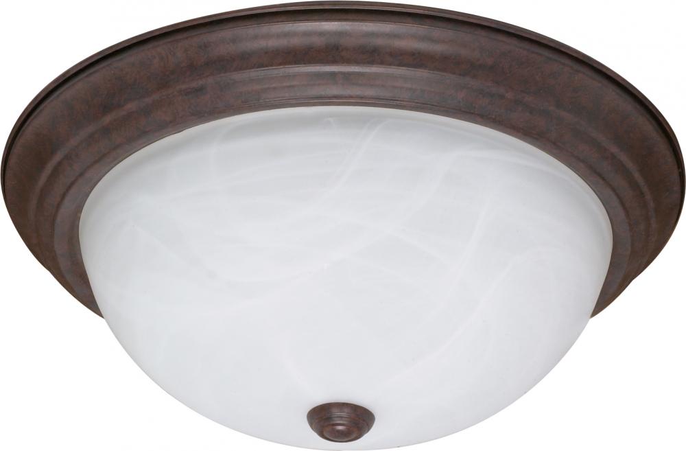 3-Light Flush Mount Ceiling Light in Old Bronze Finish with Alabaster Glass and (3) 13W GU24 Lamps