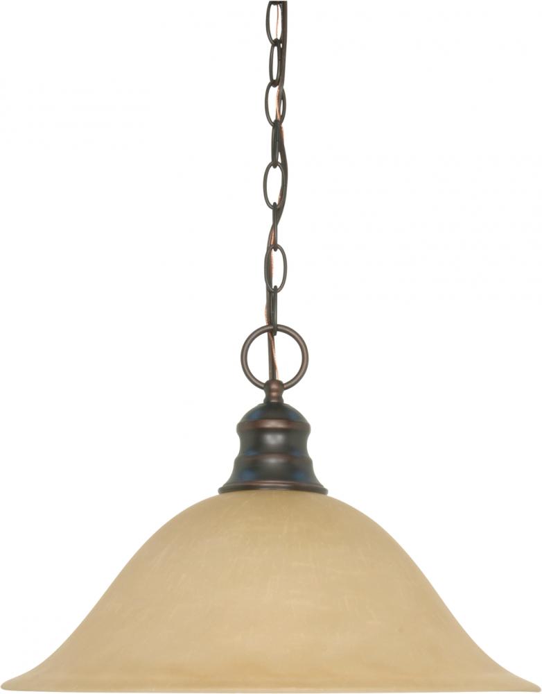1-Light 16" Hanging Pendant Light Fixture in Mahogany Bronze Finish with Champagne Linen Glass