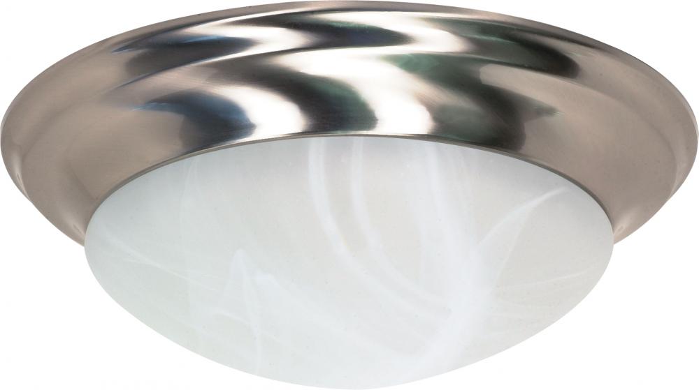 3-Light Twist & Lock Dome Large Flush Mount Ceiling Light in Brushed Nickel Finish with Alabaster