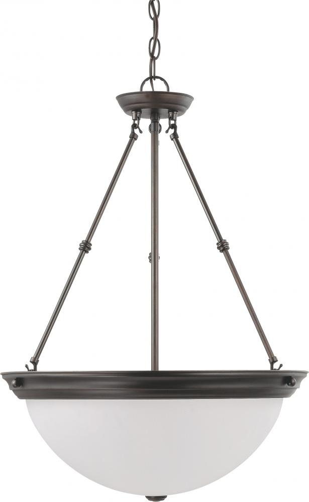 3-Light 20" Hanging Pendant Light Fixture in Mahogany Bronze Finish with Frosted White Glass and
