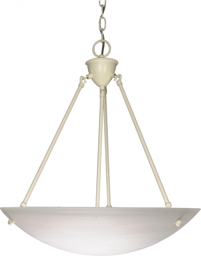 3-Light Hanging Pendant Light Fixture in Textured White Finish with Alabaster Glass Bowl