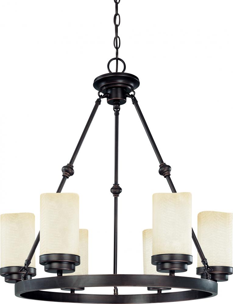 Lucern ES - 6 Light 22" Round Chndlr w/ Saddle Stone Glass - (6) 13w GU24 Lamps Included