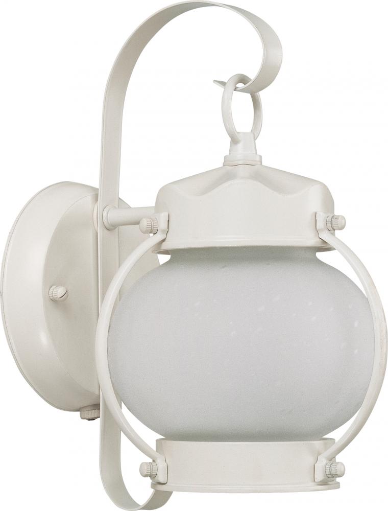 1-Light Onion Lantern Outdoor Light Fixtures with Photocell in White Finish with Frosted Glass and