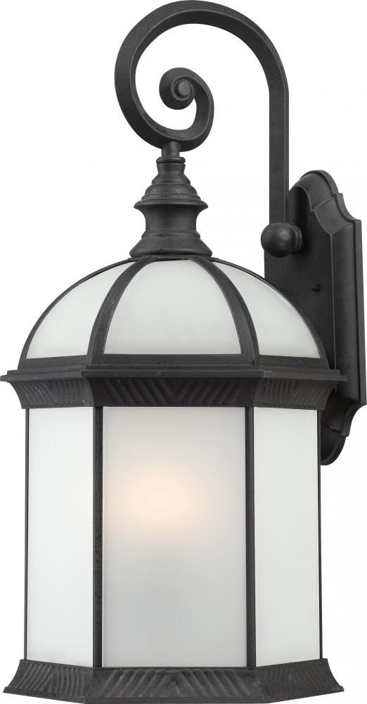 1-Light 16" Outdoor Wall Sconce in Textured Black Finish with Frosted Beveled Glass and (1) 18W