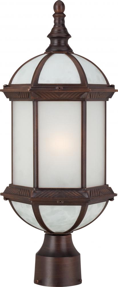1-Light 19" Outdoor Post Lantern in Rustic Bronze Finish with Frosted Glass and (1) 18W GU24