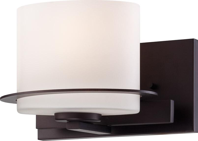 1-Light Wall Mounted Vanity Light in Venetian Bronze Finish with Etched Opal Glass