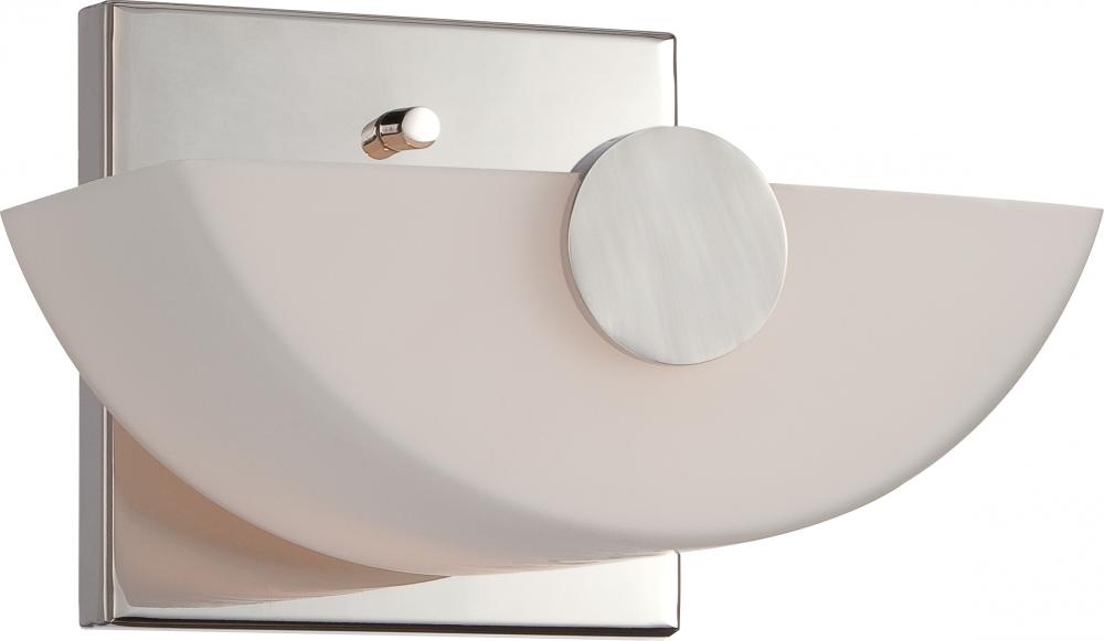 1-Light Polished Nickel Vanity Light Fixture with Etched Opal Glass