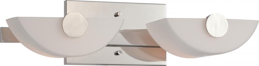2-Light Polished Nickel Vanity Light Fixture with Etched Opal Glass