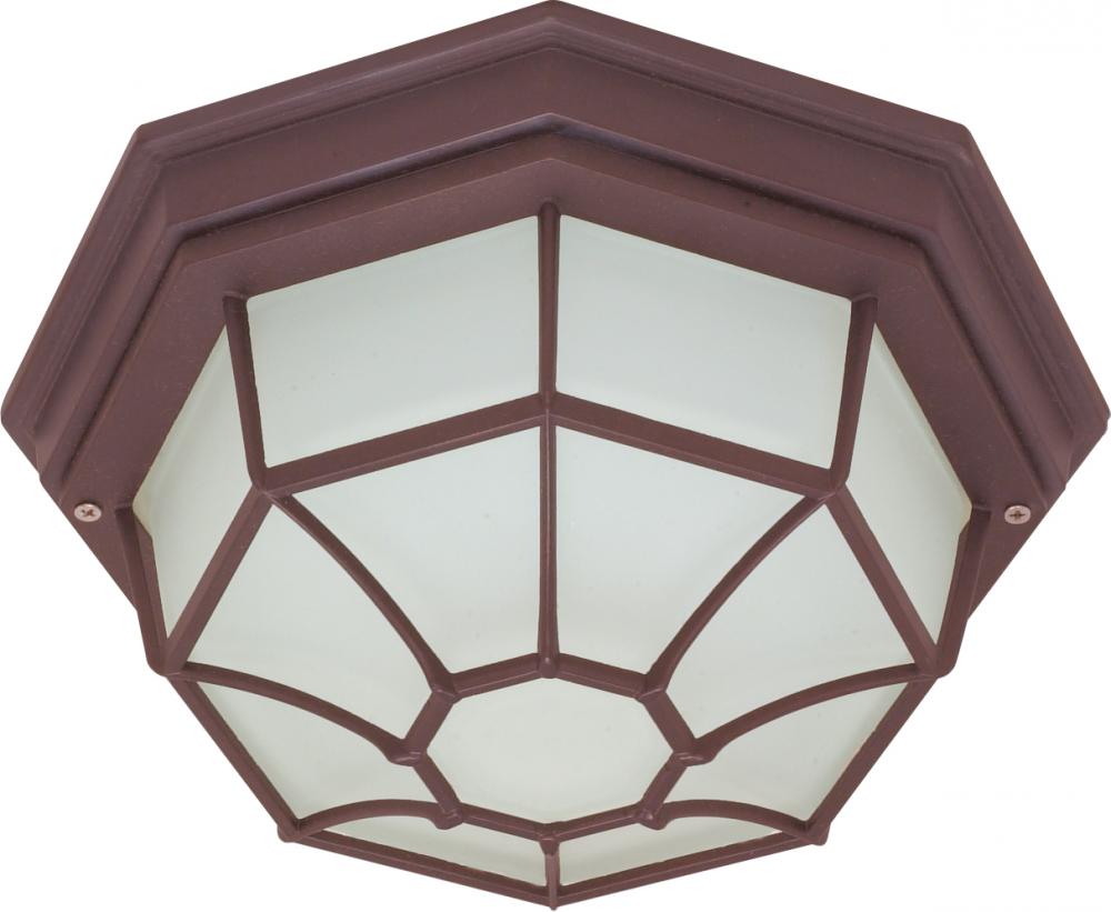 1-Light Spider Cage Ceiling Light Fixture in Old Bronze Finish with Glass Lens and (1) 13W GU24 Bulb