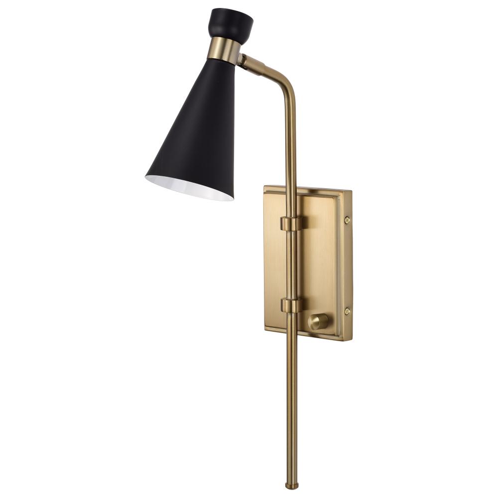 Prospect; 1 Light; Wall Sconce; Matte Black with Burnished Brass