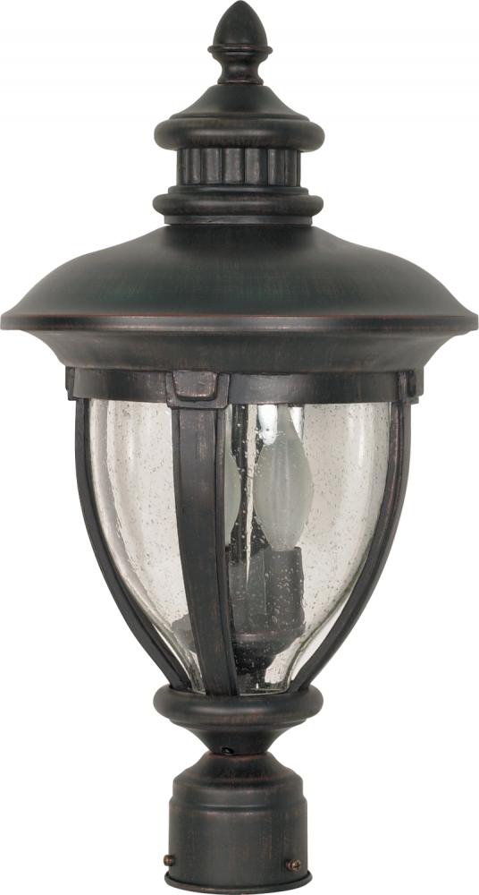 Galeon - 3 Light - 20" - Post Lantern - w/ Clear Seed Glass