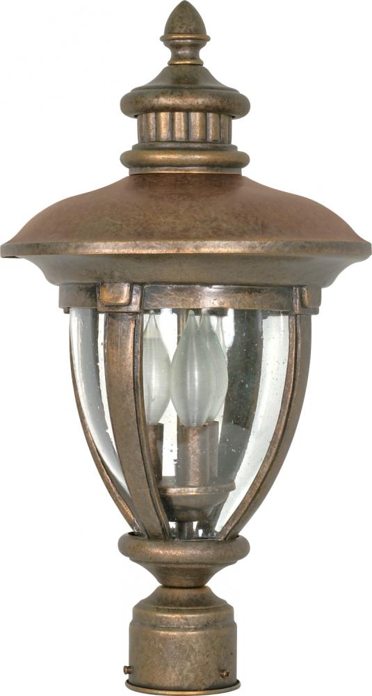 Galeon - 3 Light - 20" - Post Lantern - w/ Clear Seed Glass