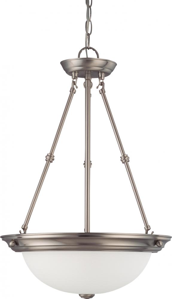 3 Light - LED 15" Pendant - Brushed Nickel Finish - Frosted Glass - Lamps Included