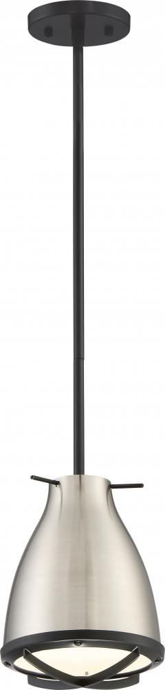 Thrust - Small LED Pendant; Brushed Nickel / White Accent Finish