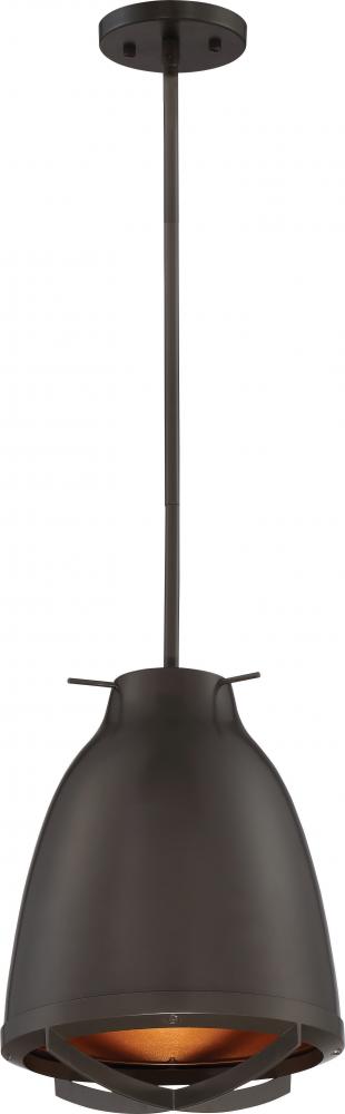 Thrust - Large LED Pendant; Dark Bronze / Copper Accent Finish