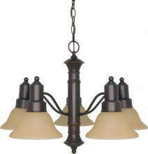 Nuvo 60/1253 - 5-Light Mahogany Bronze Chandelier with Champagne Linen Glass