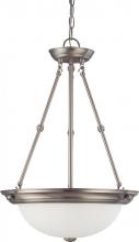 Nuvo 60/3297 - 3-Light 15" Pendant Light Fixture in Brushed Nickel Finish with Frosted White Glass and (3) 13W