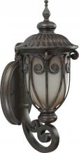 Nuvo 60/3925 - 1-Light Small Outdoor Wall Lantern (Arm Up) with Photocell in Burlwood Finish with Frosted Wheat