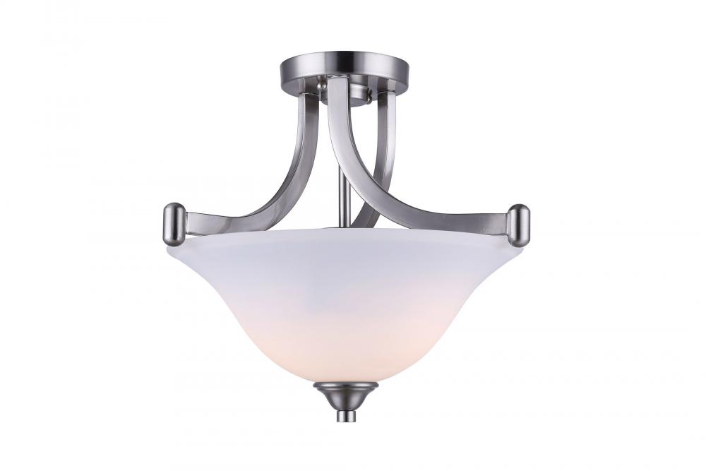 Rue, ISF587A02BN, 2 Lt Semi-Flush Mount, Flat Opal Glass, 60W Type A, Easy Connect Included