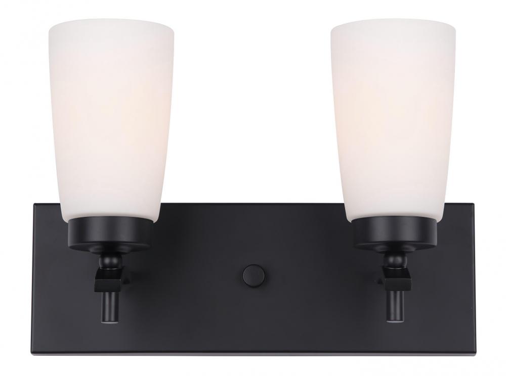 Portia, IVL326A02BK -G-, MBK Color, 2 Lt Vanity, Flat Opal Glass, 60W Type A
