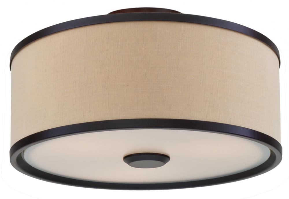Three Light Mocha Beige Textured Linen Shade Drum Shade Semi