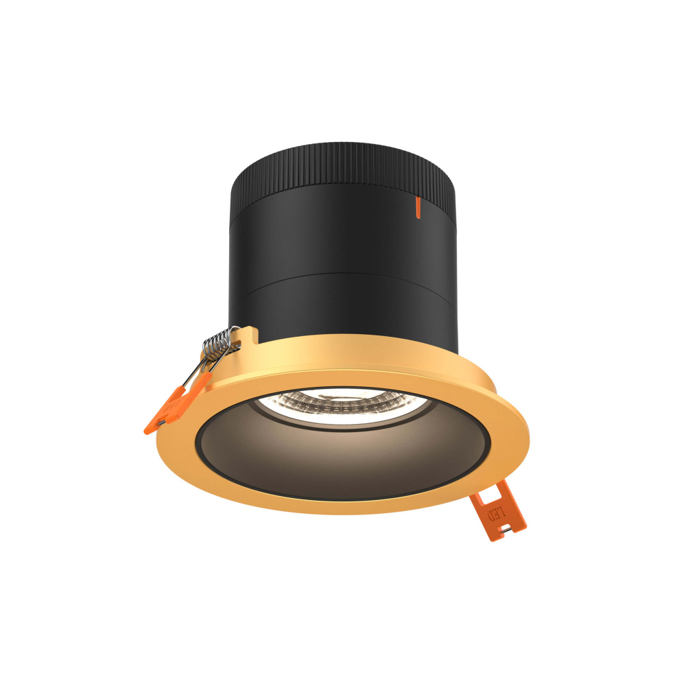 4in Modular Downlight, 5CCT, 20 degree Beam Angle, Regressed, Black, Gold Trim