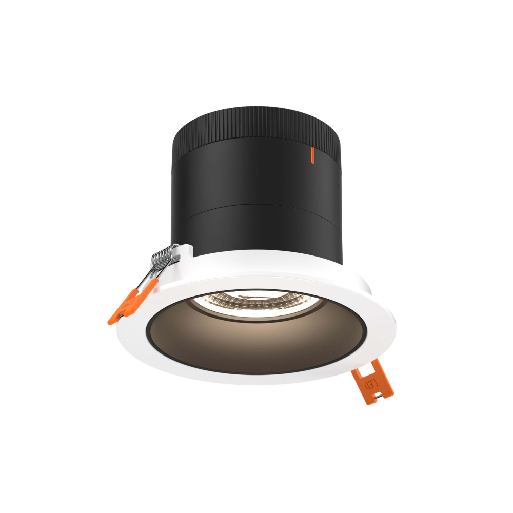 4in Modular Downlight, 5CCT, 35 degree Beam Angle, Regressed, Black, White Trim