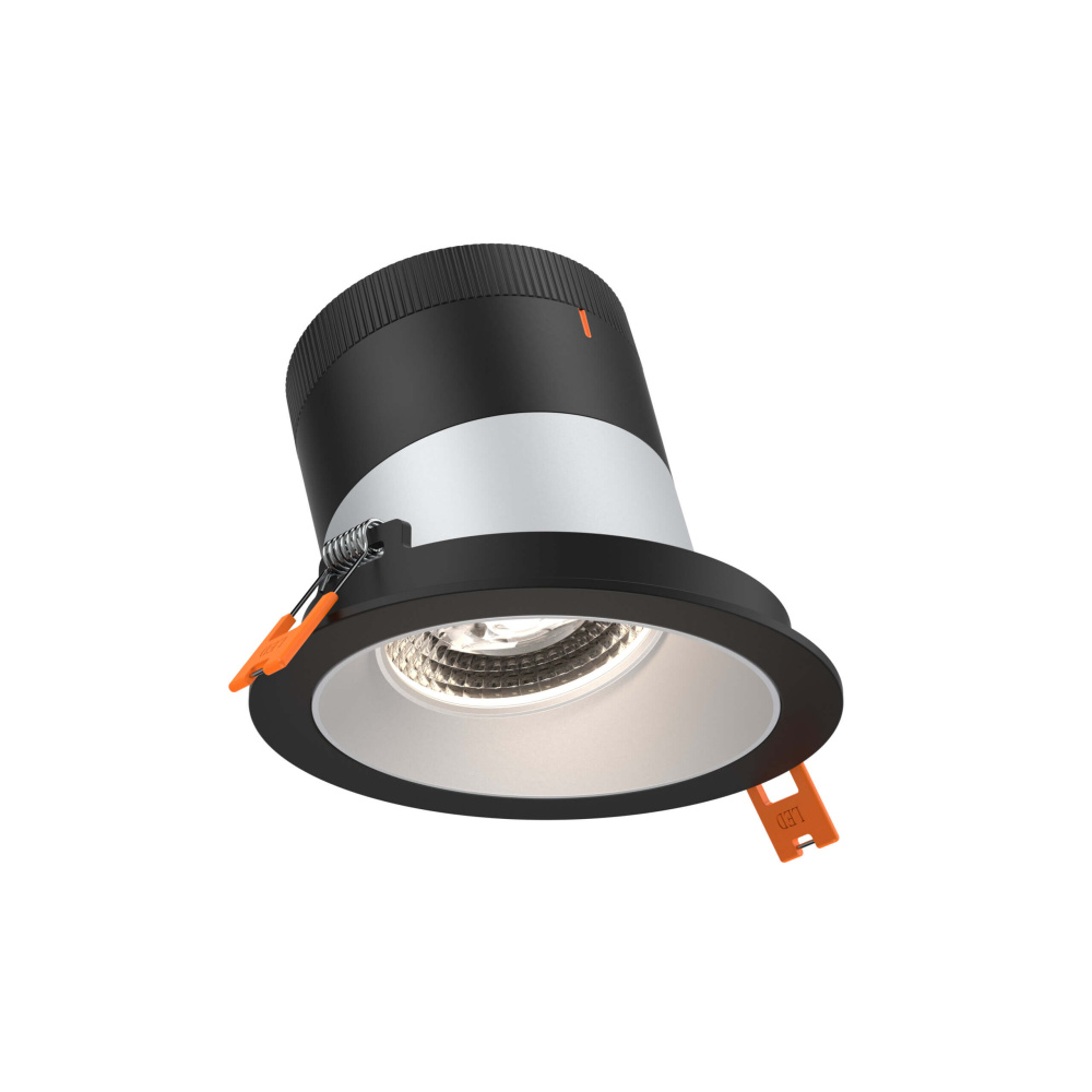 4in Modular Downlight, 5CCT, 35 degree Beam Angle, Slope Ceiling, Alzak, Black Trim