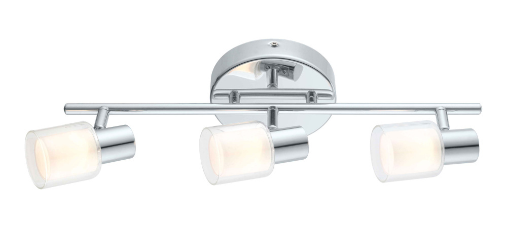 3 LT Integrated LED Track Light w/ Chrome Finish & Fosted Glass Surrounded by Clear Glass Lamp Heads