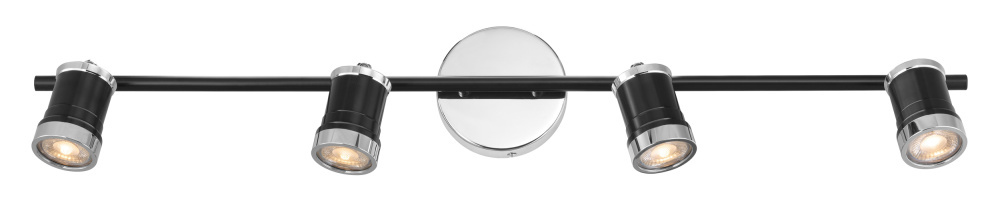 4 LT Fixed Track Light w/ Black & Chrome Finish w/ Black & Chrome Adjustable Lamp Heads
