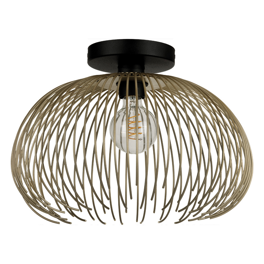 1 LT Dual Mount Ceiling or Pendant w/ Black Finish & Matte Gold Metal Shade