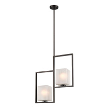 Eglo Canada 203538A - 2 LT Pendant w/ Oil Rubbed Bronze Finish & Opal Glass Shades