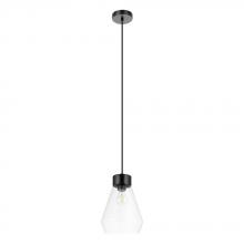 Eglo Canada 205325A - 1 LT Pendant w/ Matte Black Finish & Clear Glass Shade