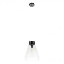 Eglo Canada 205326A - 1 LT Pendant w/ Matte Black Finish & Clear Glass Shade