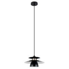 Eglo Canada 98735A - 1 LT Pendant w/ Black Finish & Black w/ White Interior Metal Shade